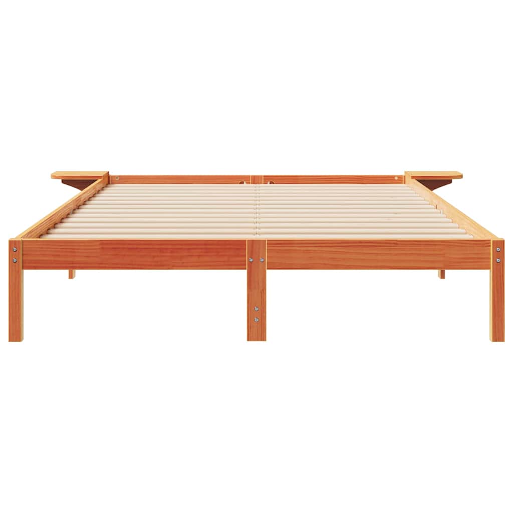 Bettgestell mit Nachttischen Wachsbraun 160 x 220 cm