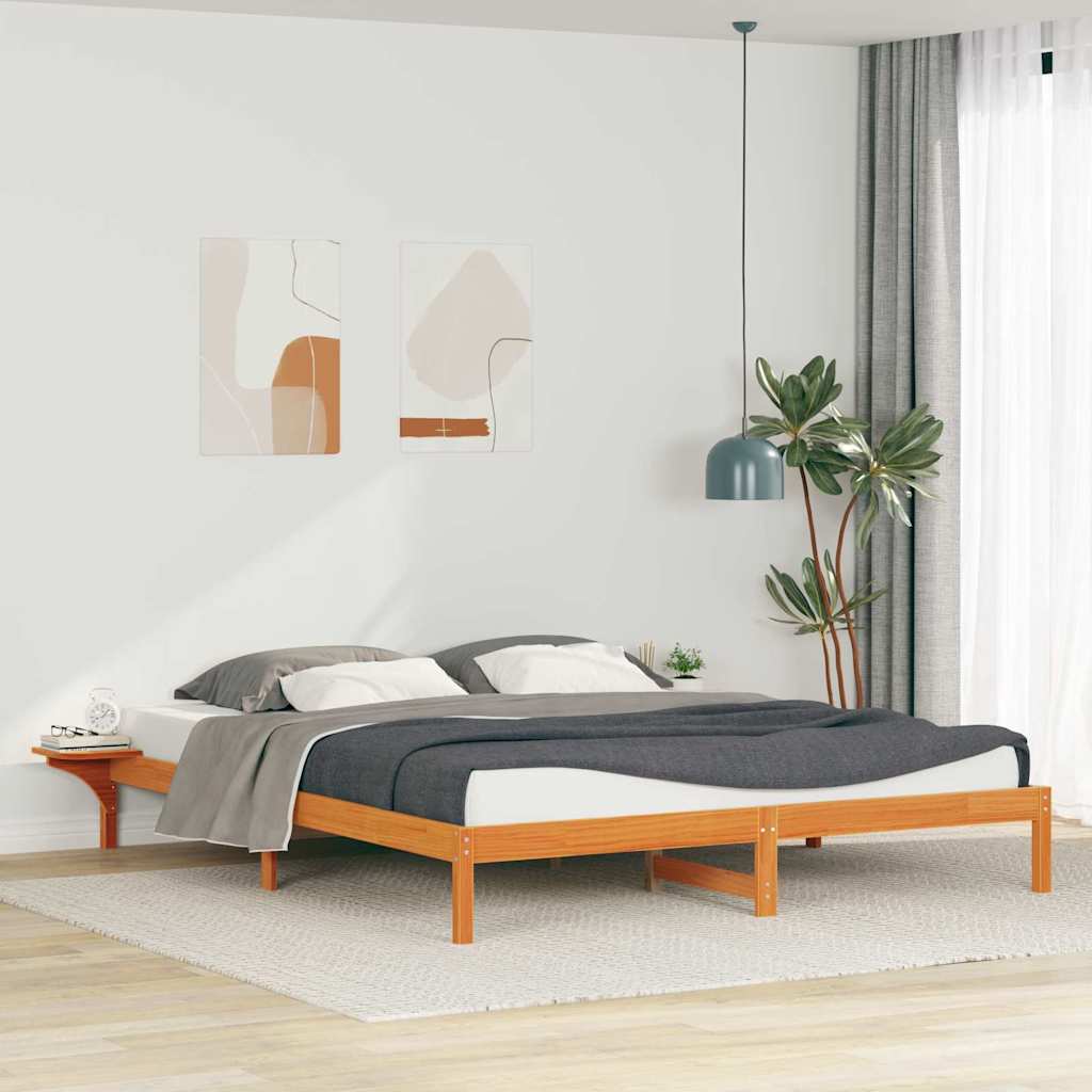 Bettgestell mit Nachttischen Wachsbraun 180 x 220 cm