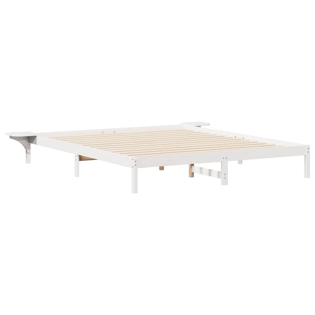 Bettgestell mit Nachttischen Weiß 200 x 220 cm