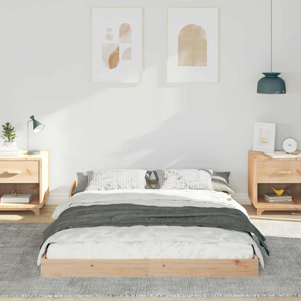 Bettrahmen Braun 140 x 190 cm Massives Kiefernholz