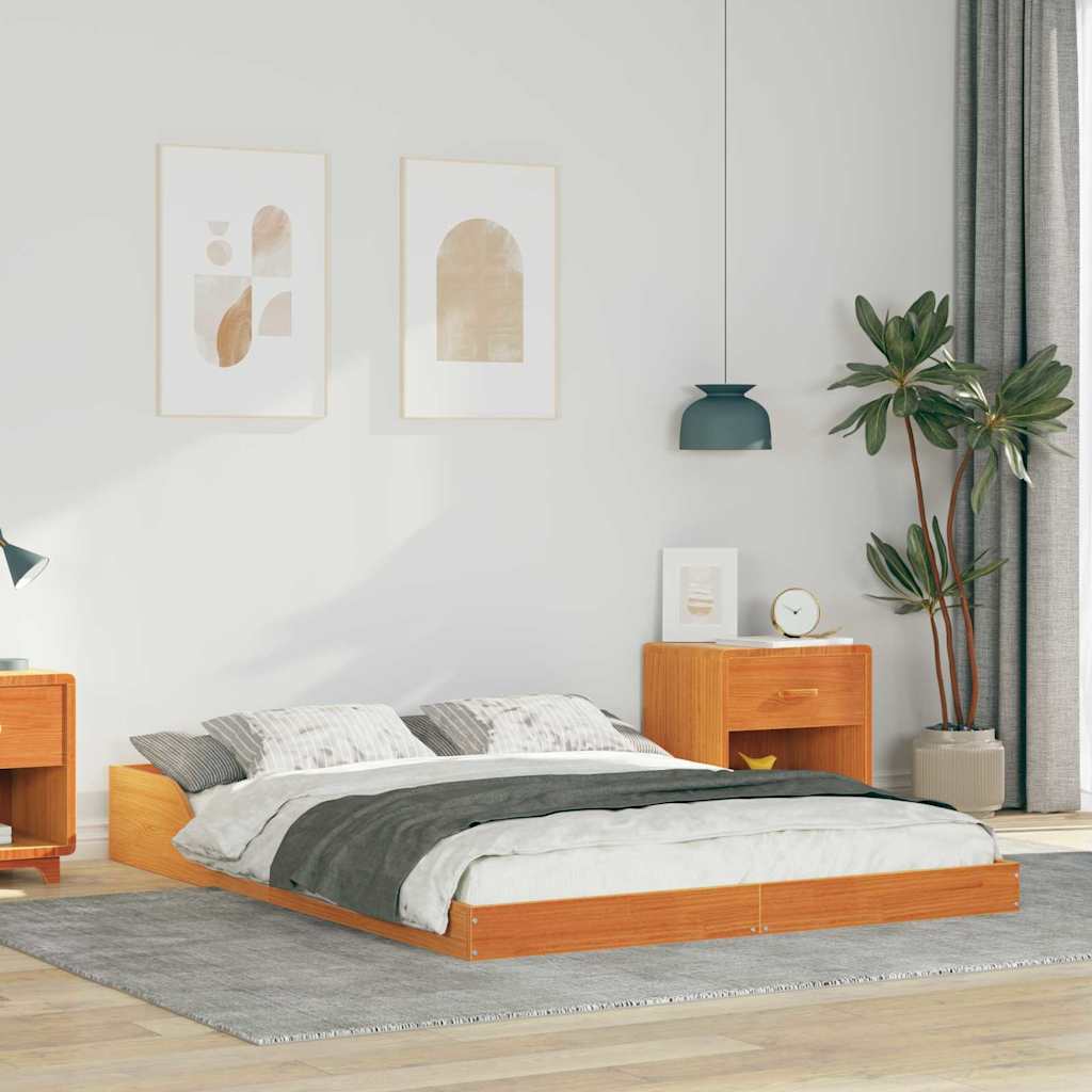 Bettrahmen Wachsbraun 140 x 190 cm Massives Kiefernholz