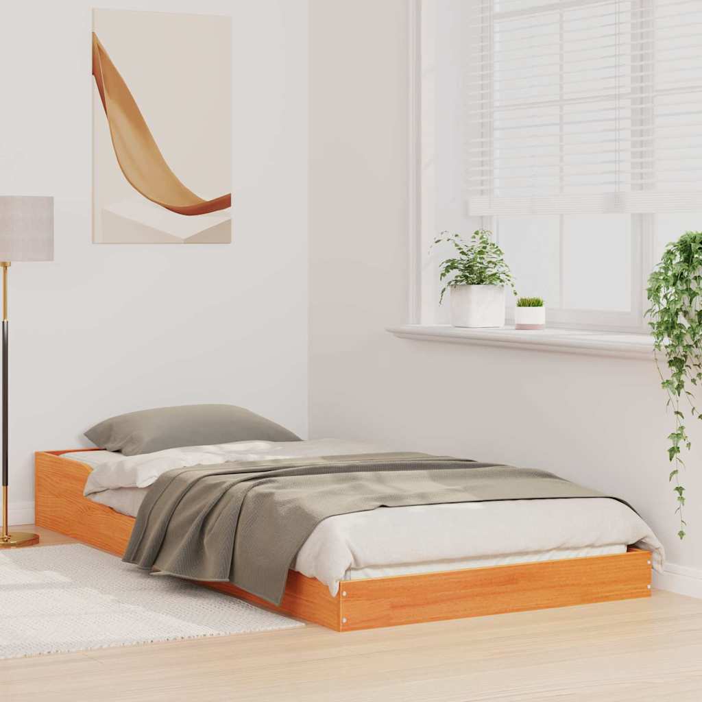 Bettrahmen Wachsbraun 90 x 200 cm Massives Kiefernholz