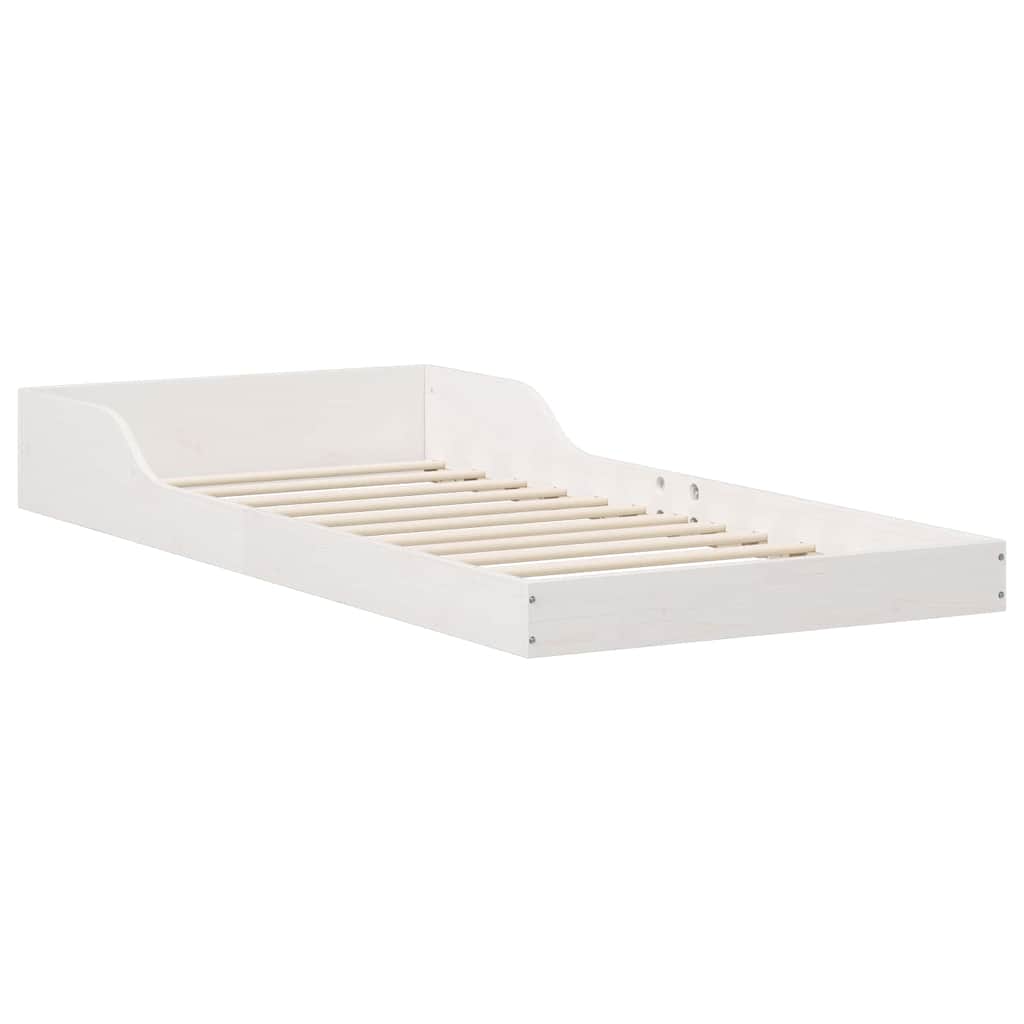 Bettrahmen Weiß 75 x 190 cm Massives Kiefernholz