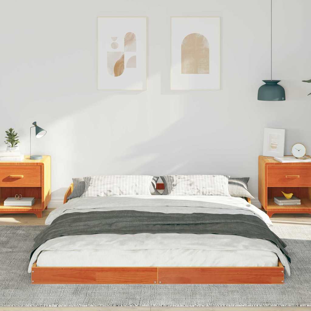 Bettrahmen Wachsbraun 160 x 210 cm Massives Kiefernholz