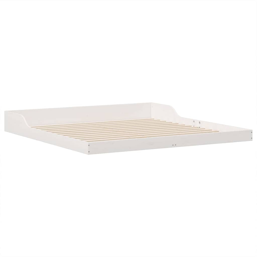 Bettrahmen Weiß 200 x 210 cm Massives Kiefernholz