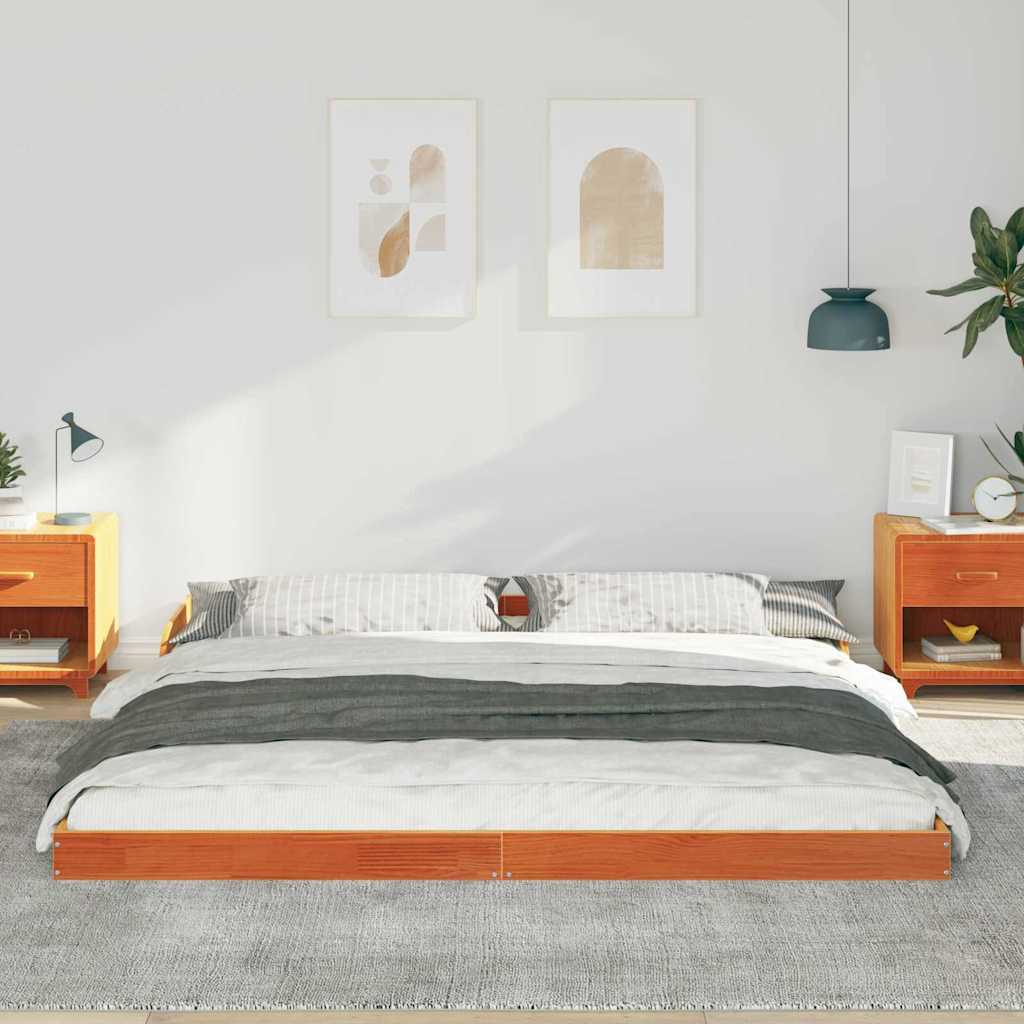 Bettrahmen Wachsbraun 200 x 210 cm Massives Kiefernholz