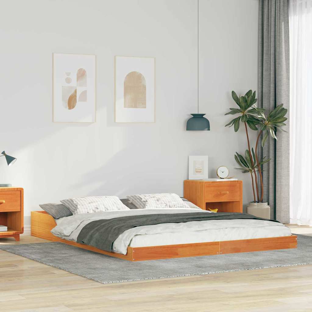 Bettrahmen Wachsbraun 160 x 220 cm Massives Kiefernholz