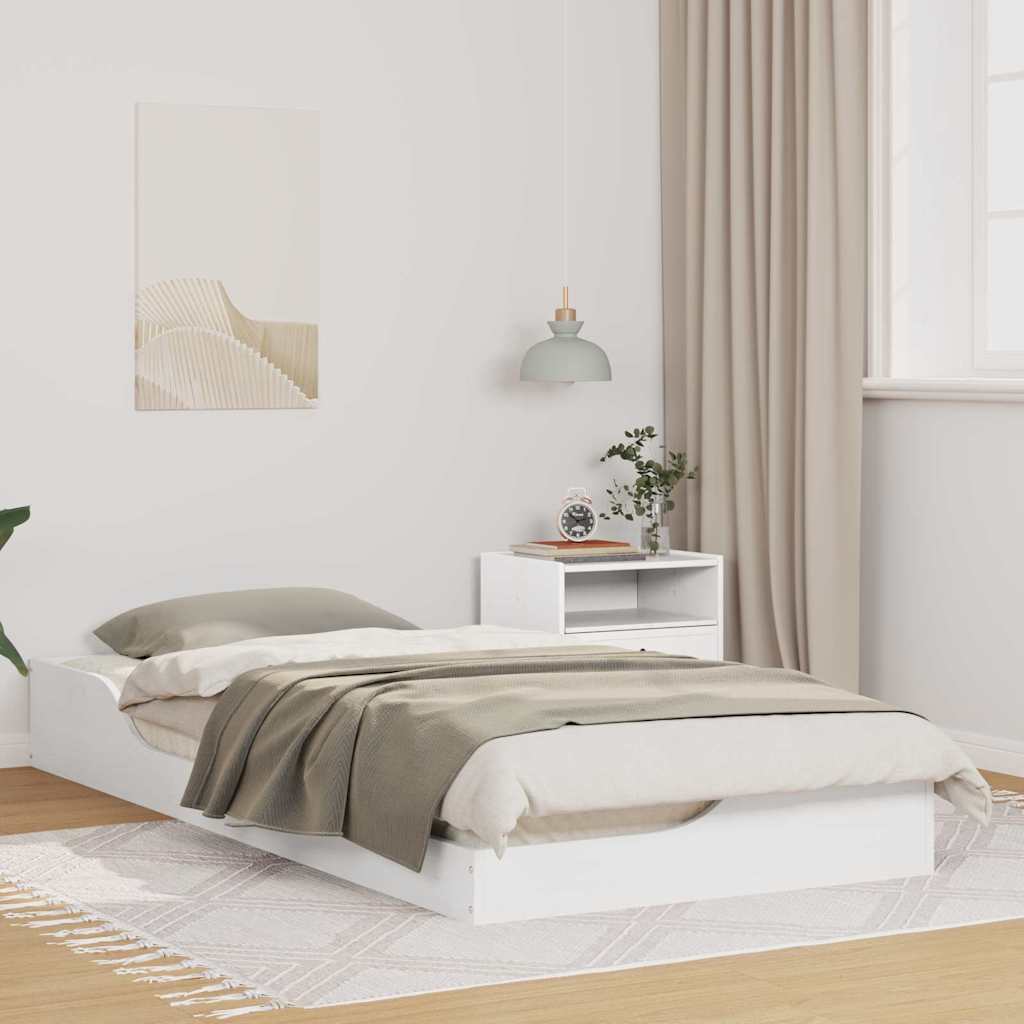 Bettrahmen Weiß 100 x 200 cm Massives Kiefernholz