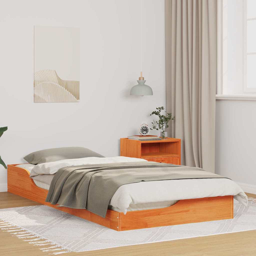 Bettrahmen Wachsbraun 100 x 200 cm Massives Kiefernholz