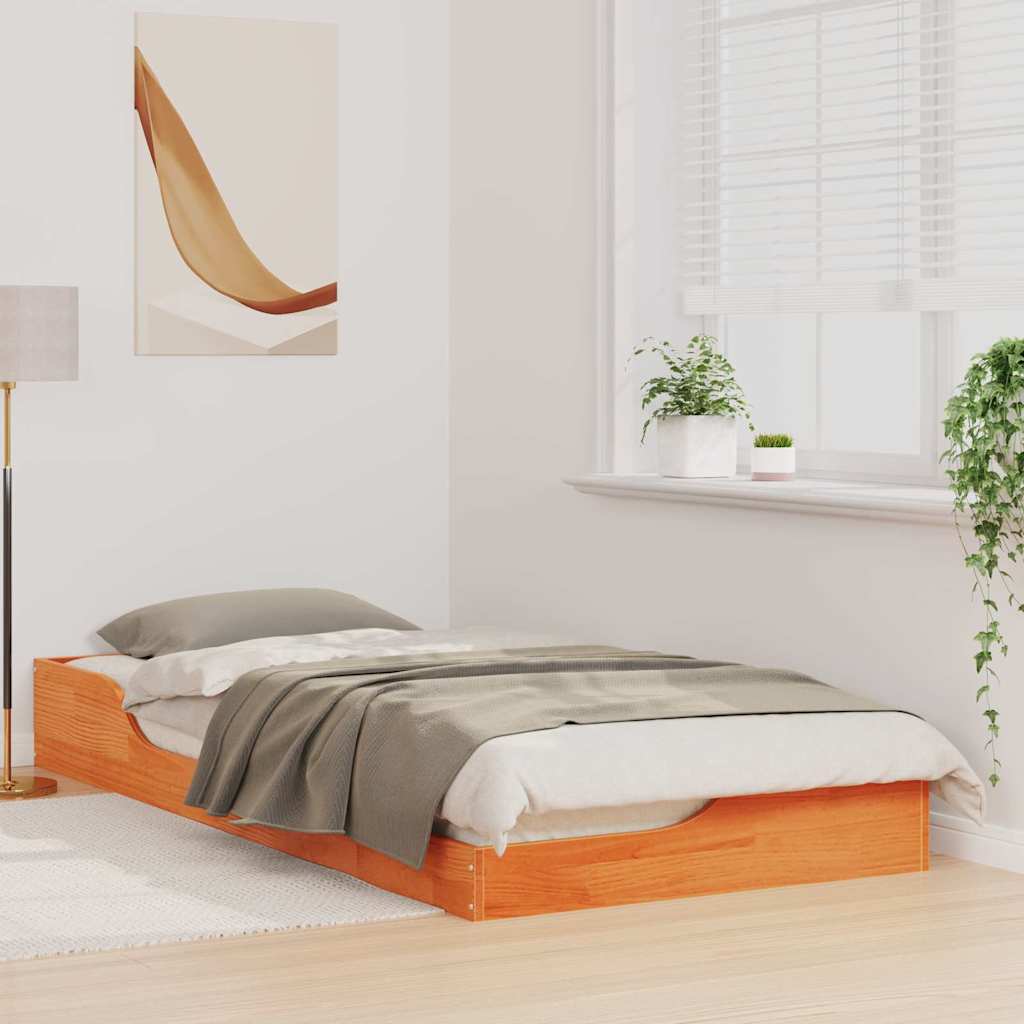Bettrahmen Wachsbraun 100 x 200 cm Massives Kiefernholz