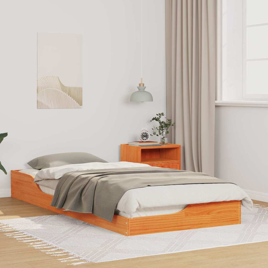 Bettrahmen Wachsbraun 80 x 210 cm Massives Kiefernholz