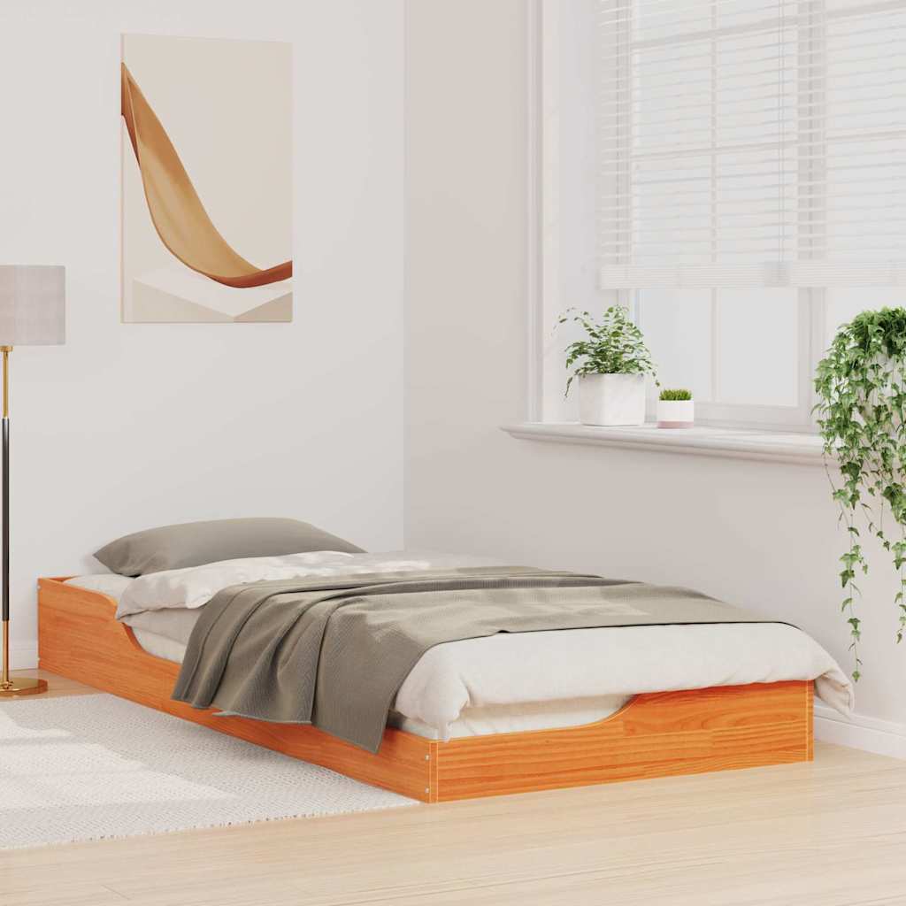 Bettrahmen Wachsbraun 80 x 210 cm Massives Kiefernholz