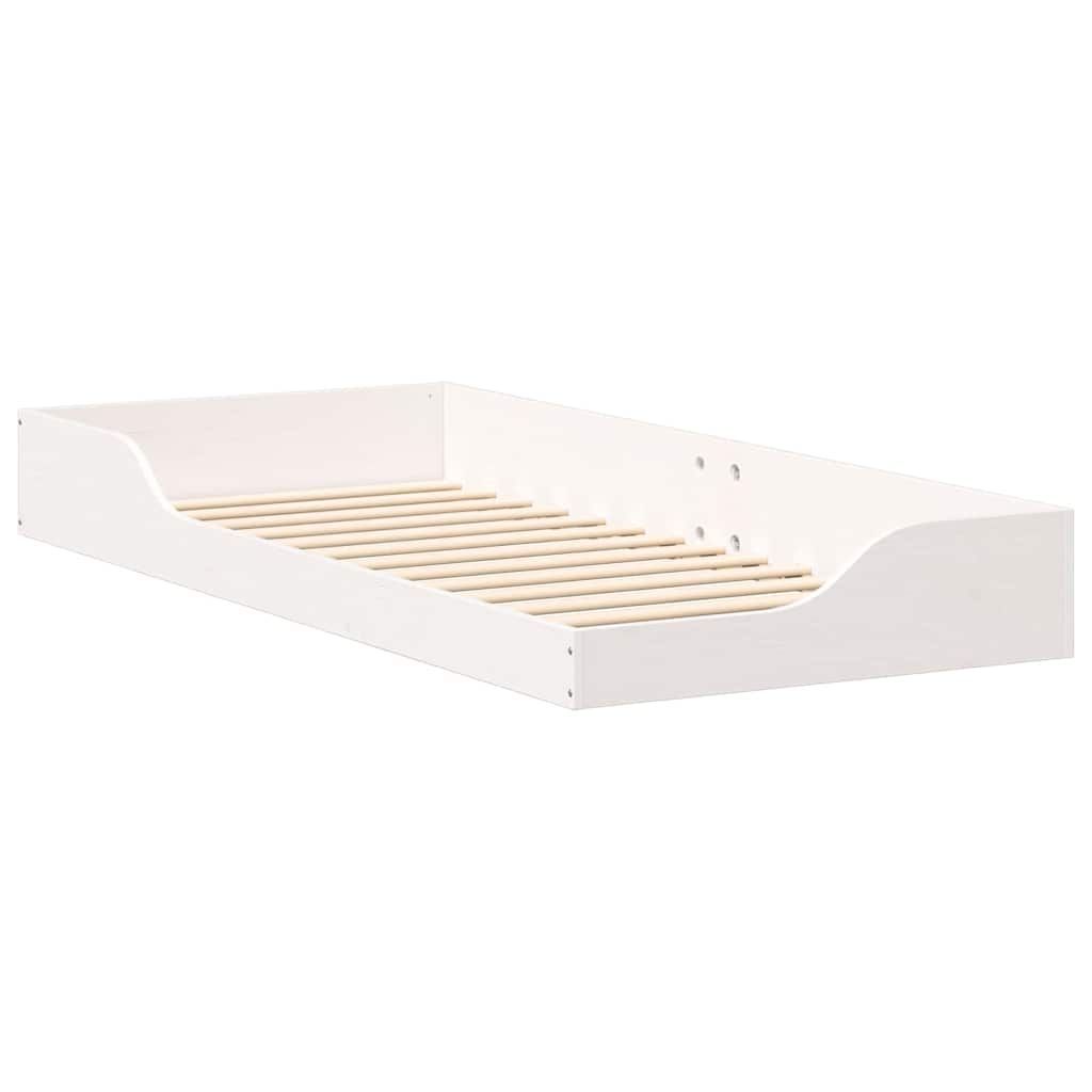 Bettrahmen Weiß 90 x 210 cm Massives Kiefernholz