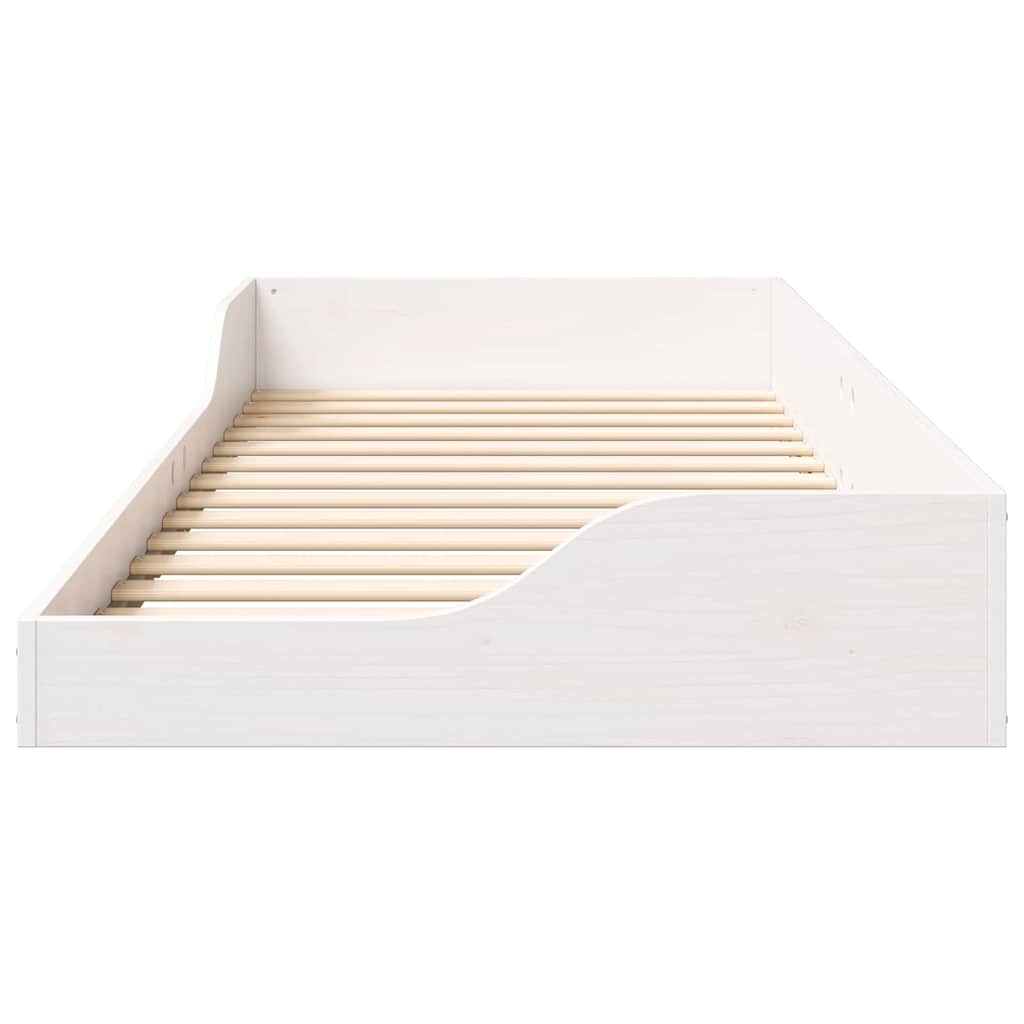 Bettrahmen Weiß 90 x 210 cm Massives Kiefernholz