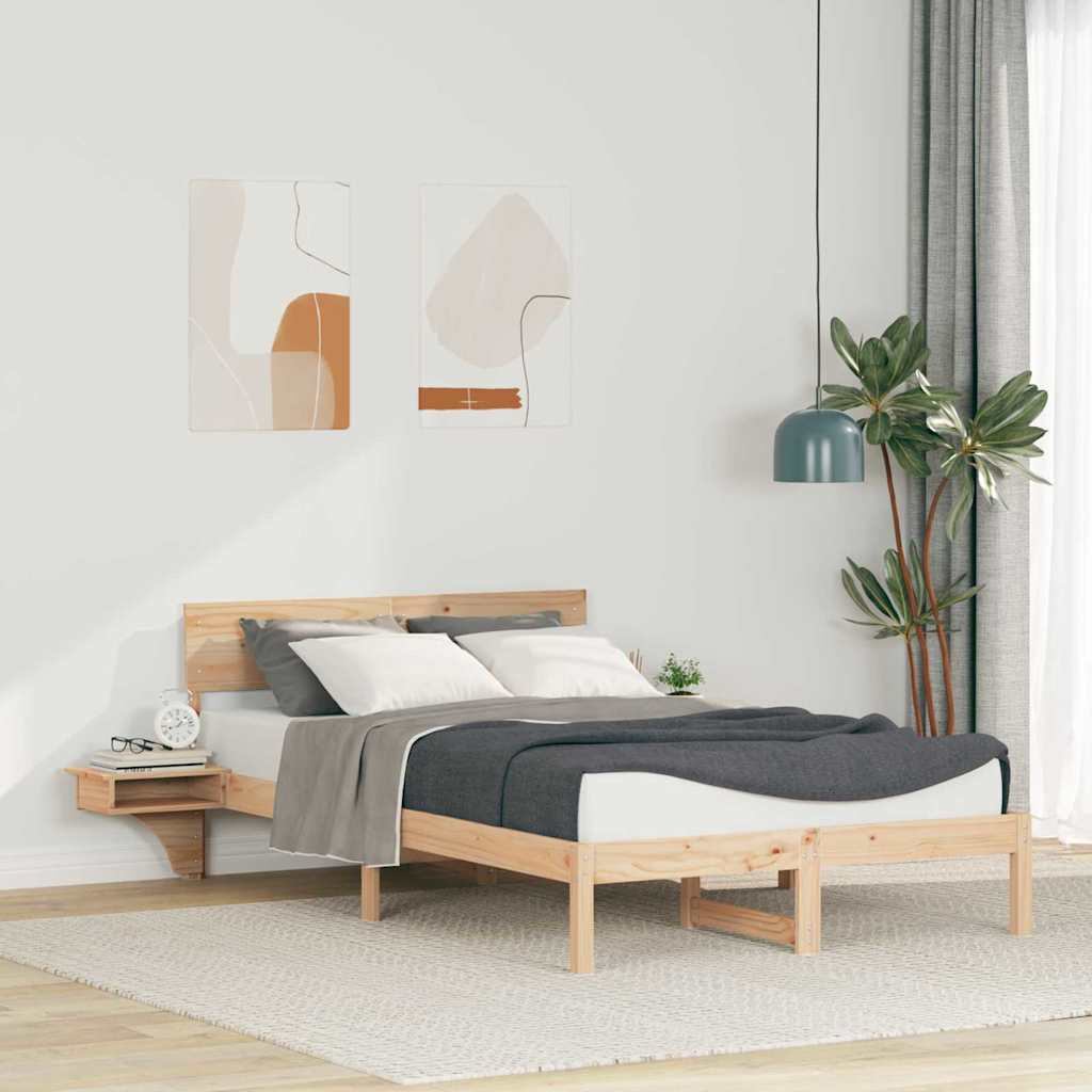 Bettrahmen mit Kopfteil Braun 140 x 190 cm Massives Kiefernholz