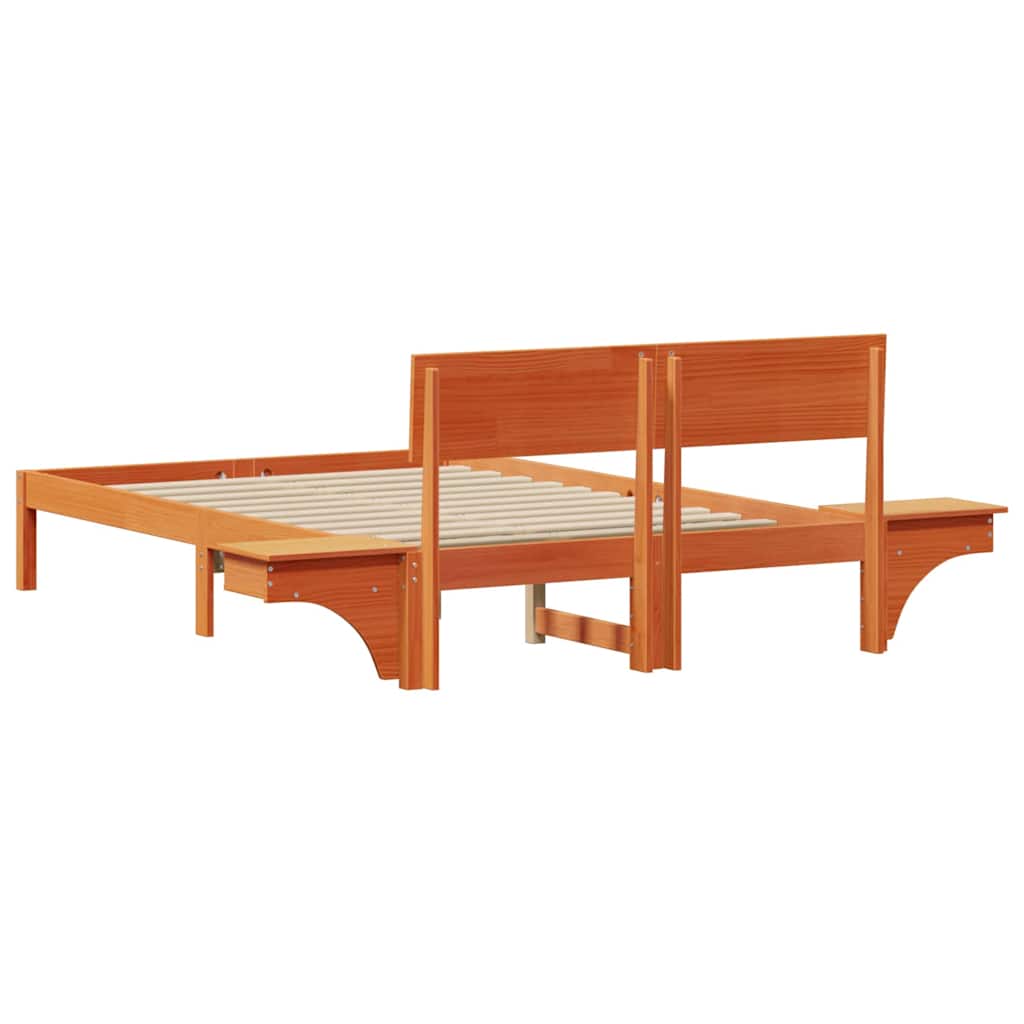 Bettrahmen Wachsbraun 140 x 190 cm Massives Kiefernholz