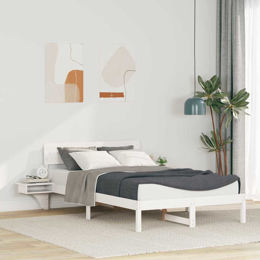 Bettrahmen mit Kopfteil Weiß 120 x 190 cm Massives Kiefernholz