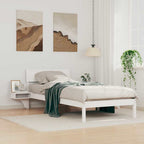 Bettrahmen mit Kopfteil Weiß 100 x 200 cm Massives Kiefernholz