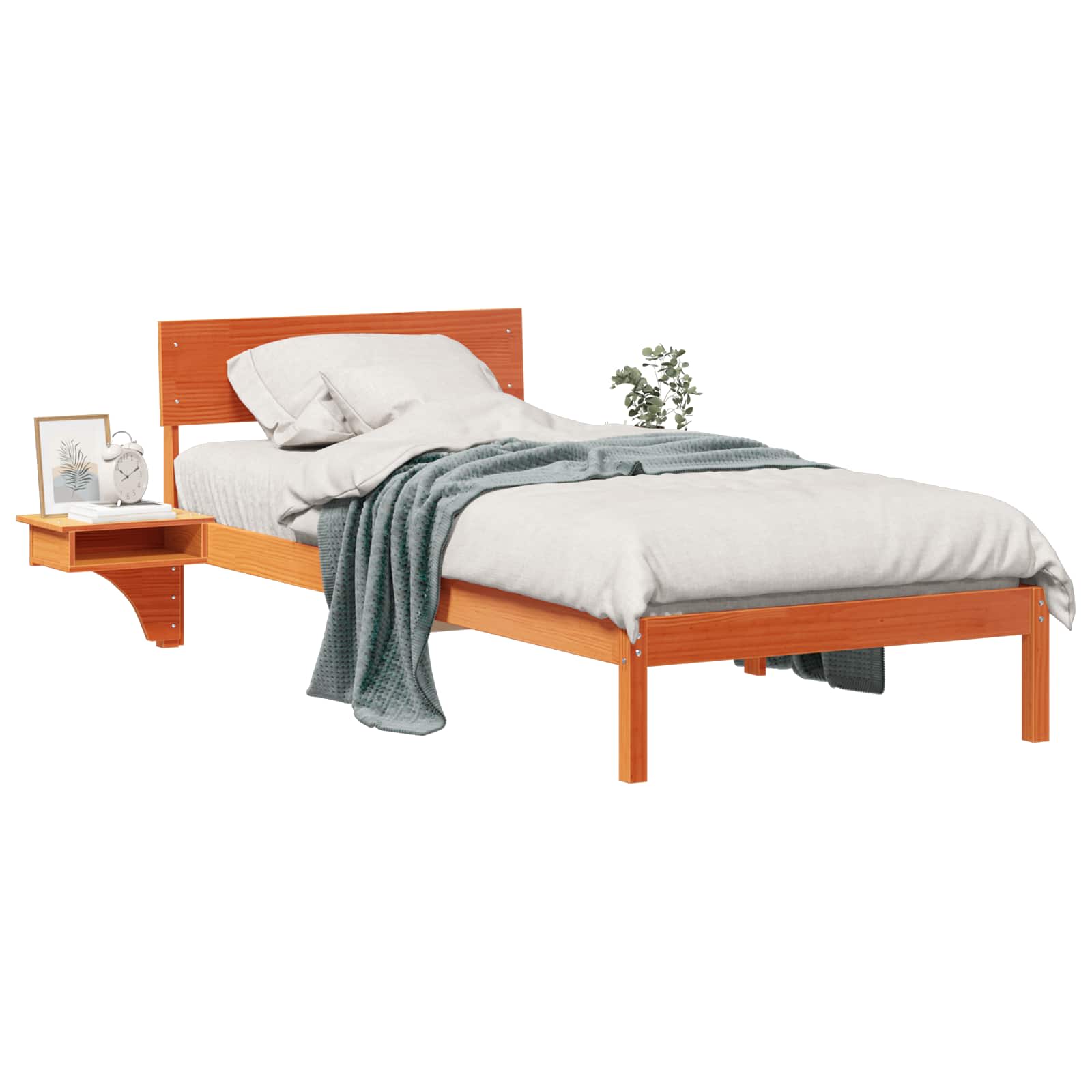 Bettrahmen Wachsbraun 90 x 190 cm Massives Kiefernholz