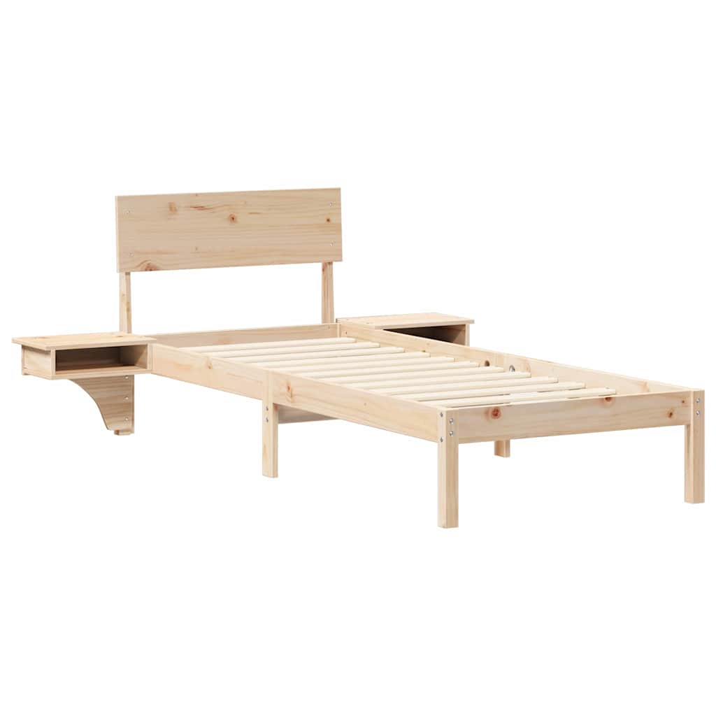Bettrahmen mit Kopfteil Braun 75 x 190 cm Massives Kiefernholz