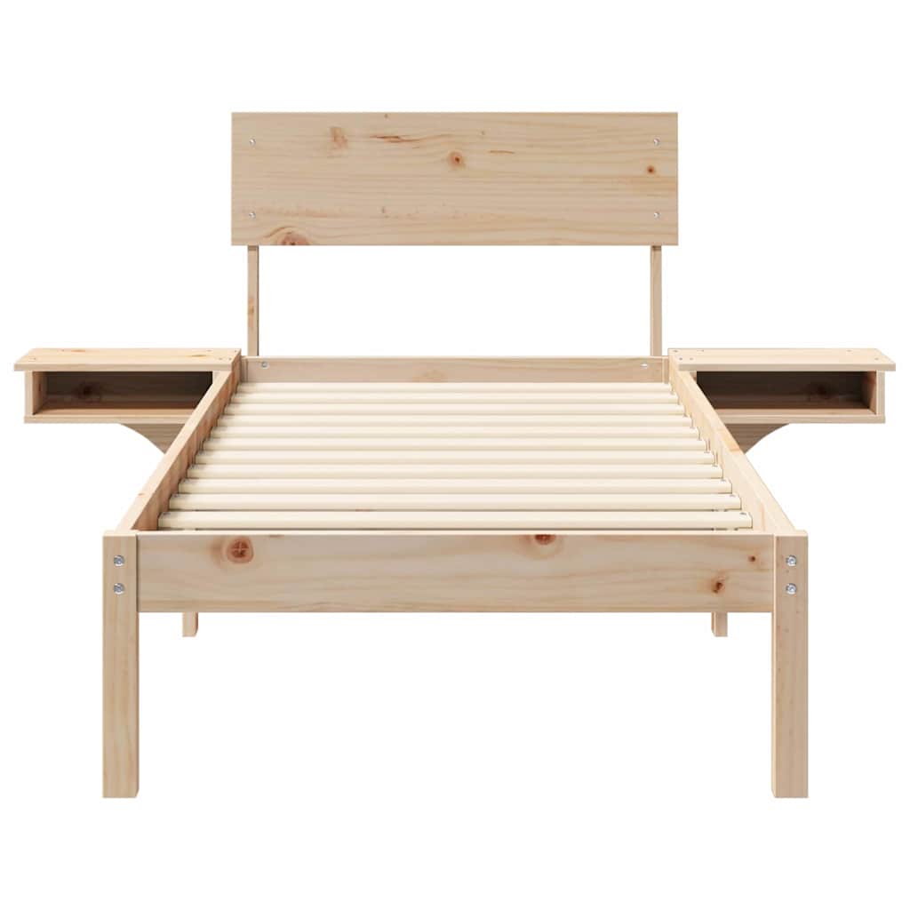 Bettrahmen mit Kopfteil Braun 75 x 190 cm Massives Kiefernholz