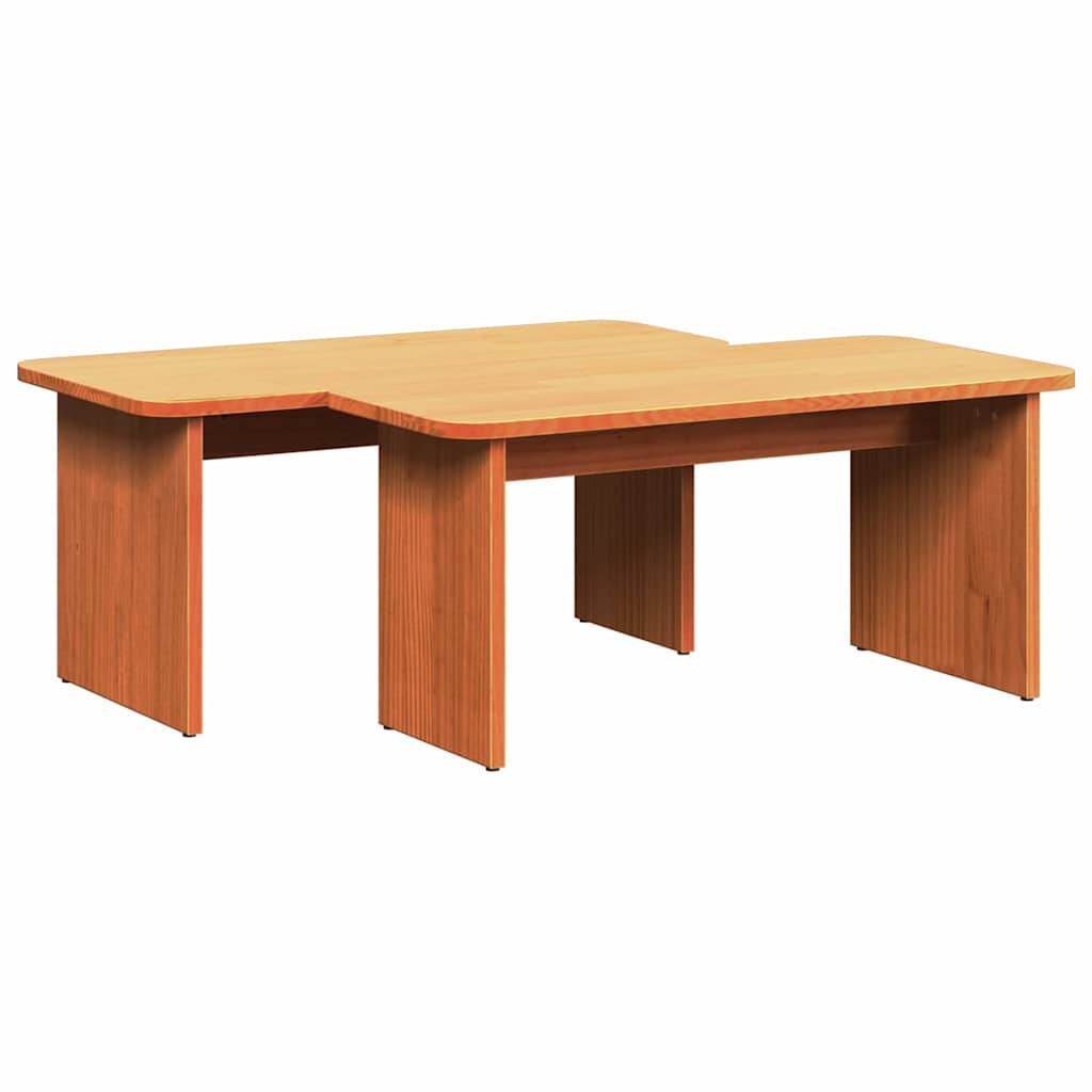 Couchtisch 2 pcs Wachsbraun Massivholz Kiefer