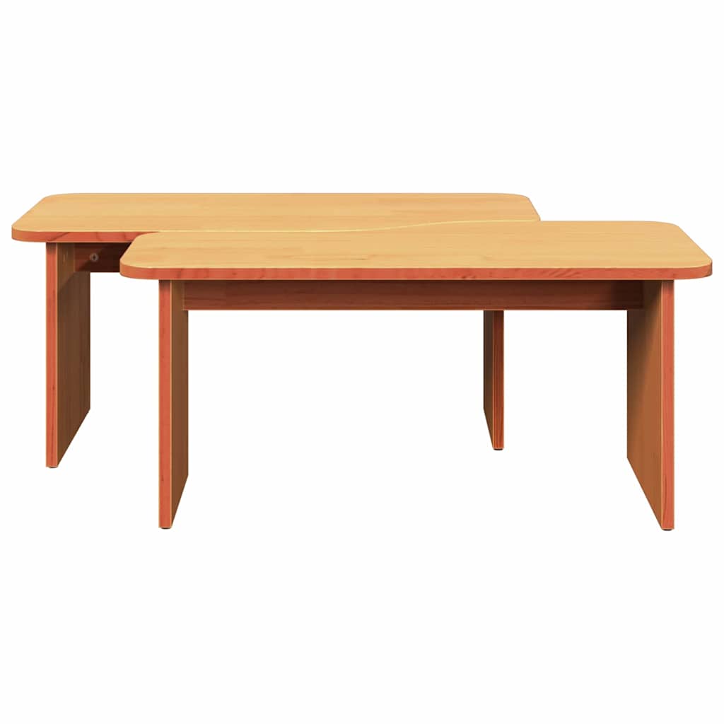 Couchtisch 2 pcs Wachsbraun Massivholz Kiefer