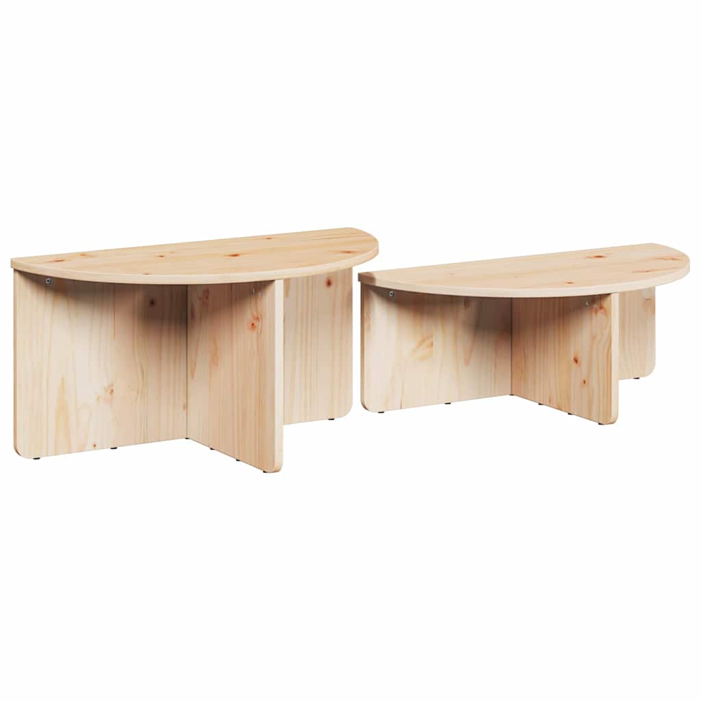Couchtisch 2 pcs Natur Massivholz Kiefer