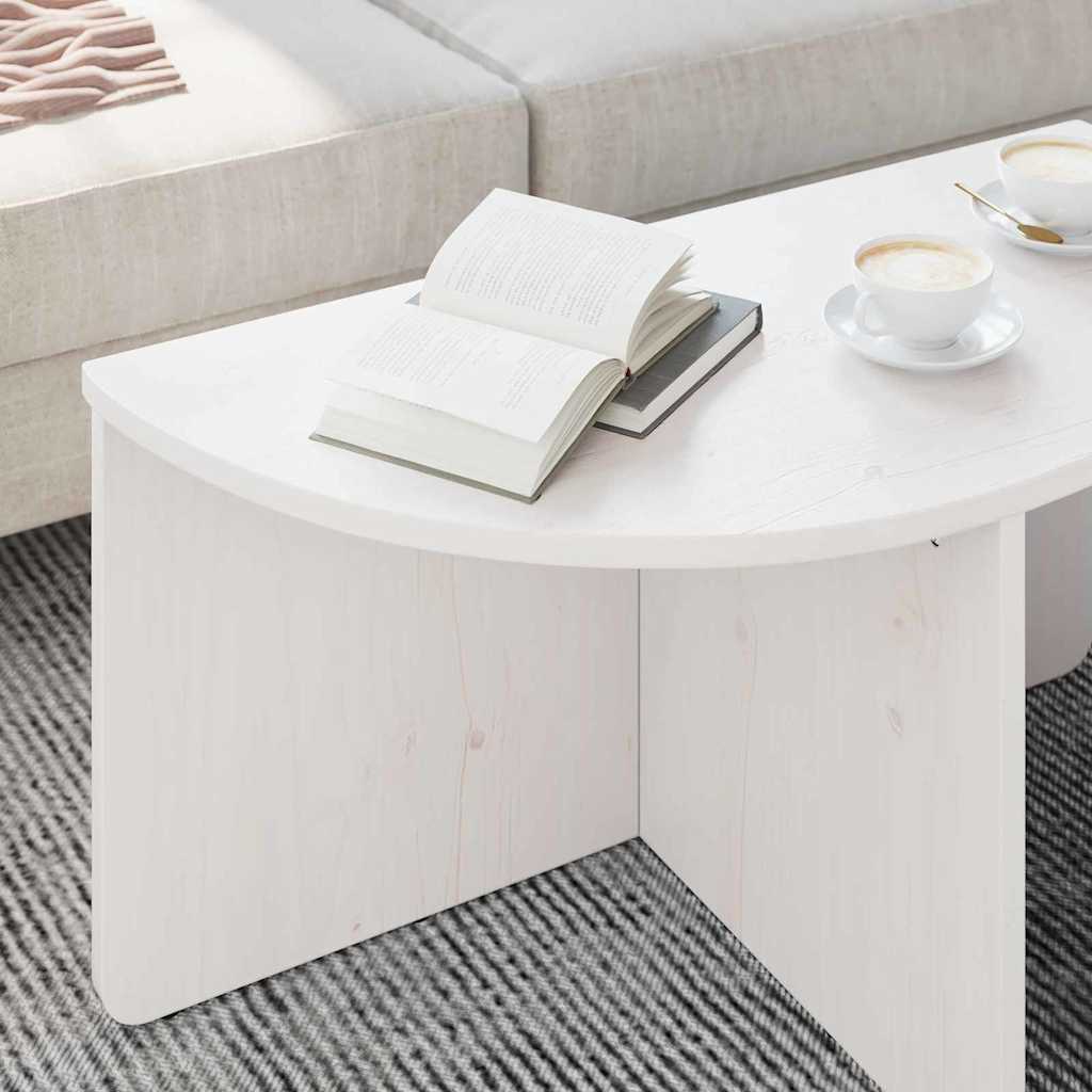 Couchtisch 2 pcs Weiß Massivholz Kiefer