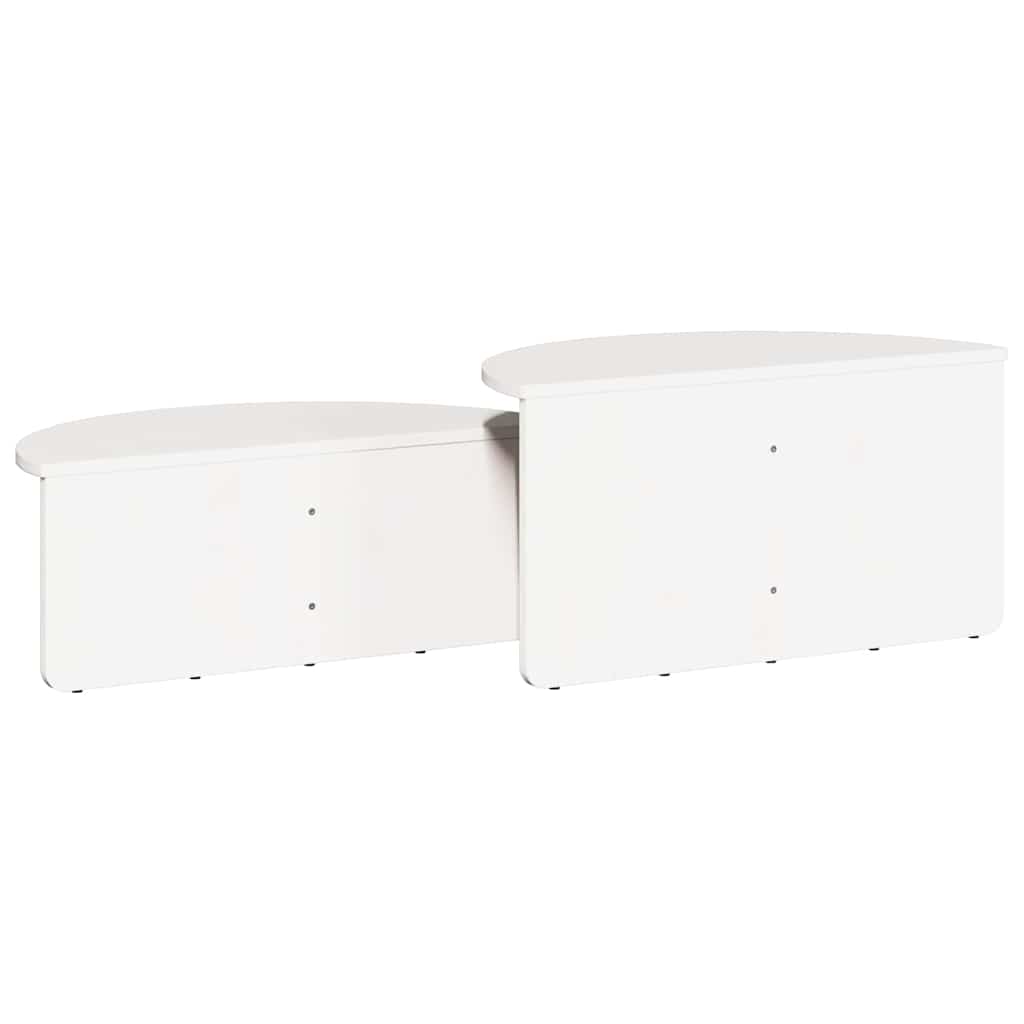 Couchtisch 2 pcs Weiß Massivholz Kiefer