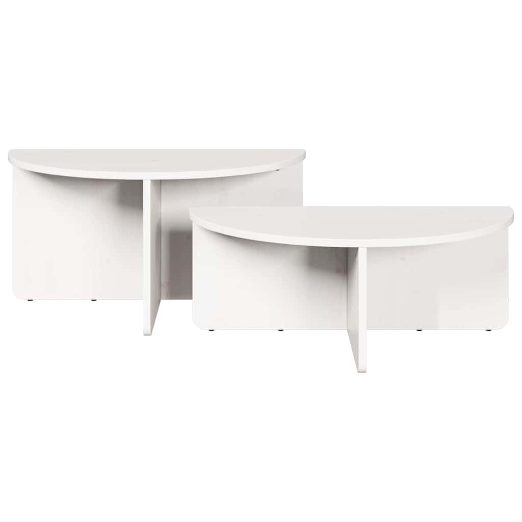 Couchtisch 2 pcs Weiß Massivholz Kiefer