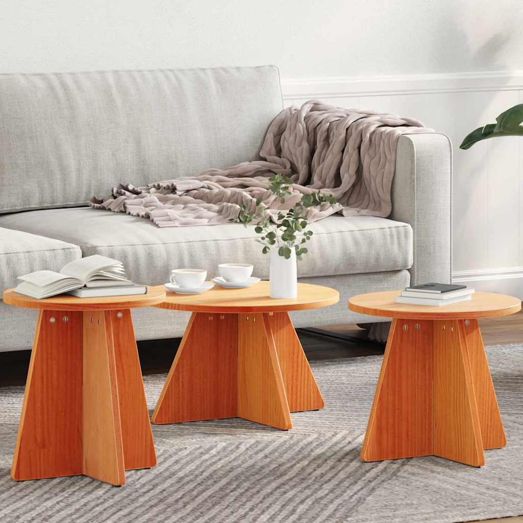 Couchtisch 3 pcs Wachsbraun