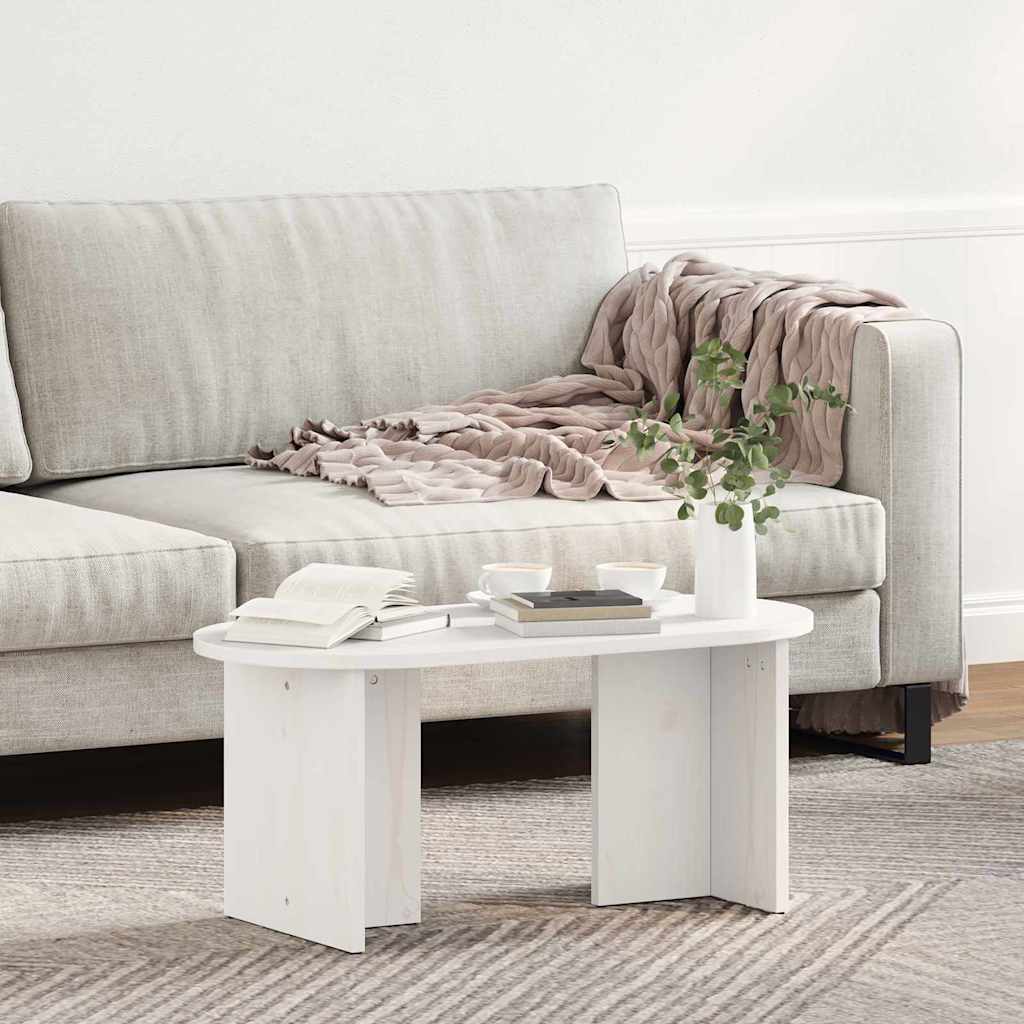 Couchtisch Weiß 80 x 39,5 x 35 cm Massivholz Kiefer