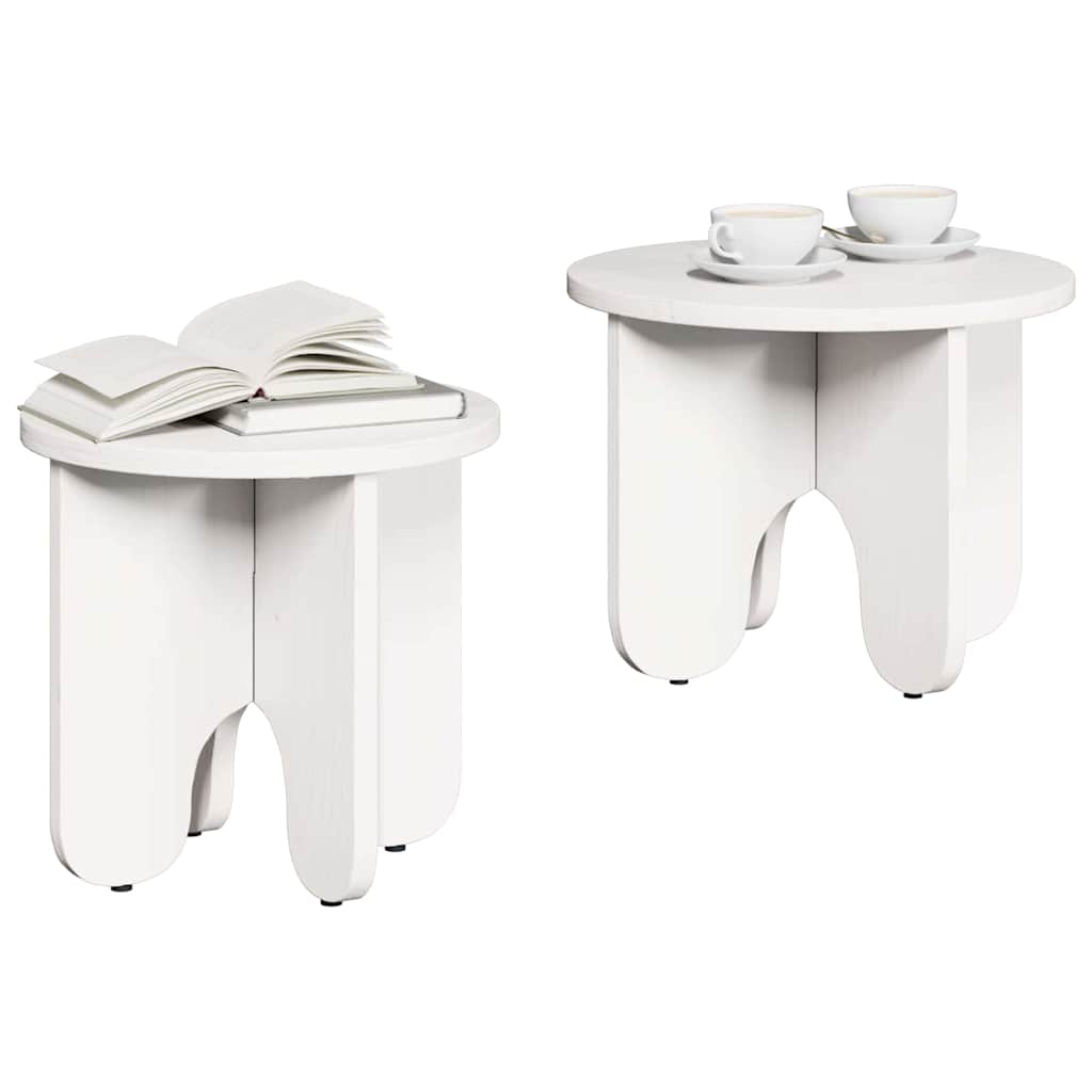 Couchtisch 2 pcs Weiß Massivholz Kiefer