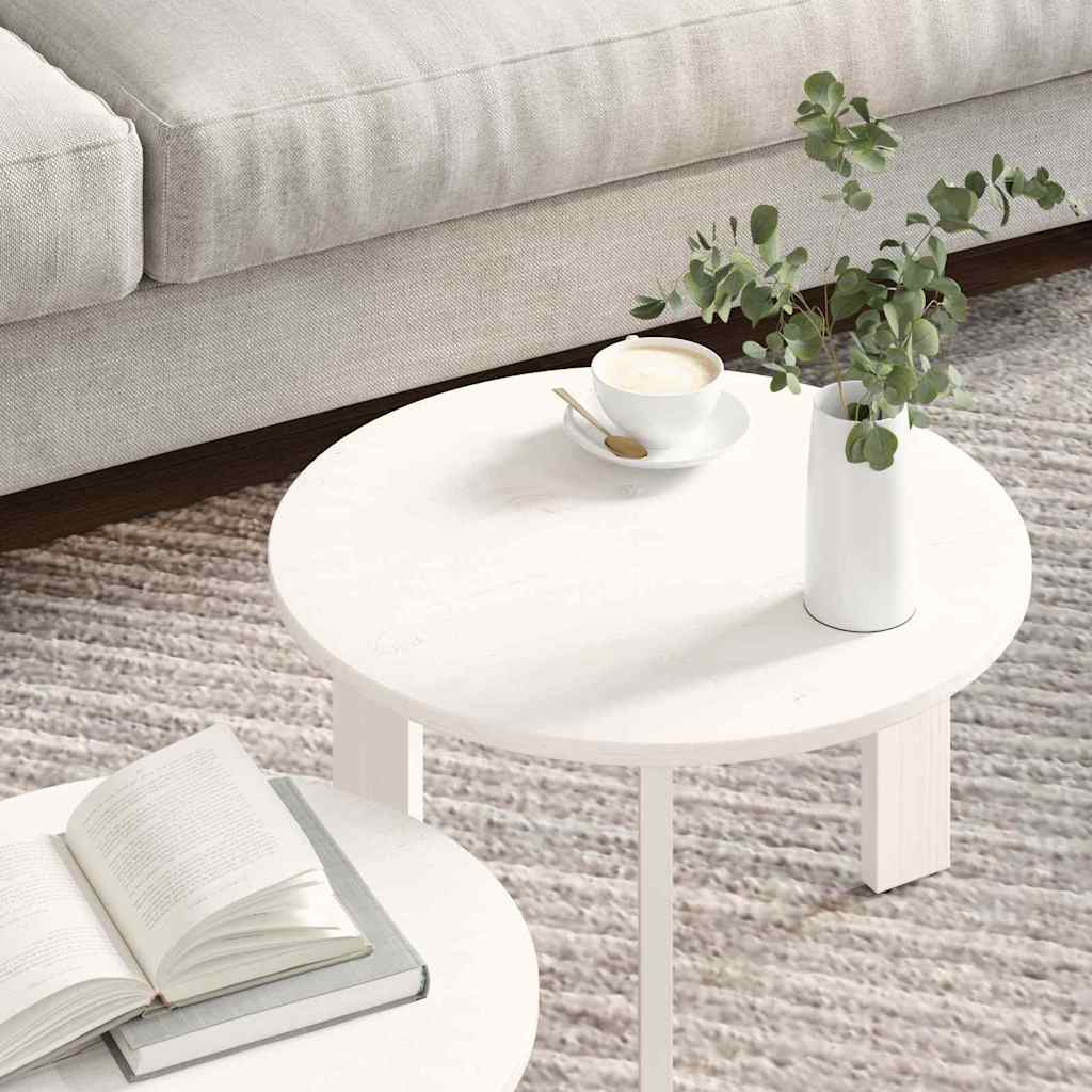 Couchtisch 2 pcs Weiß Massivholz Kiefer