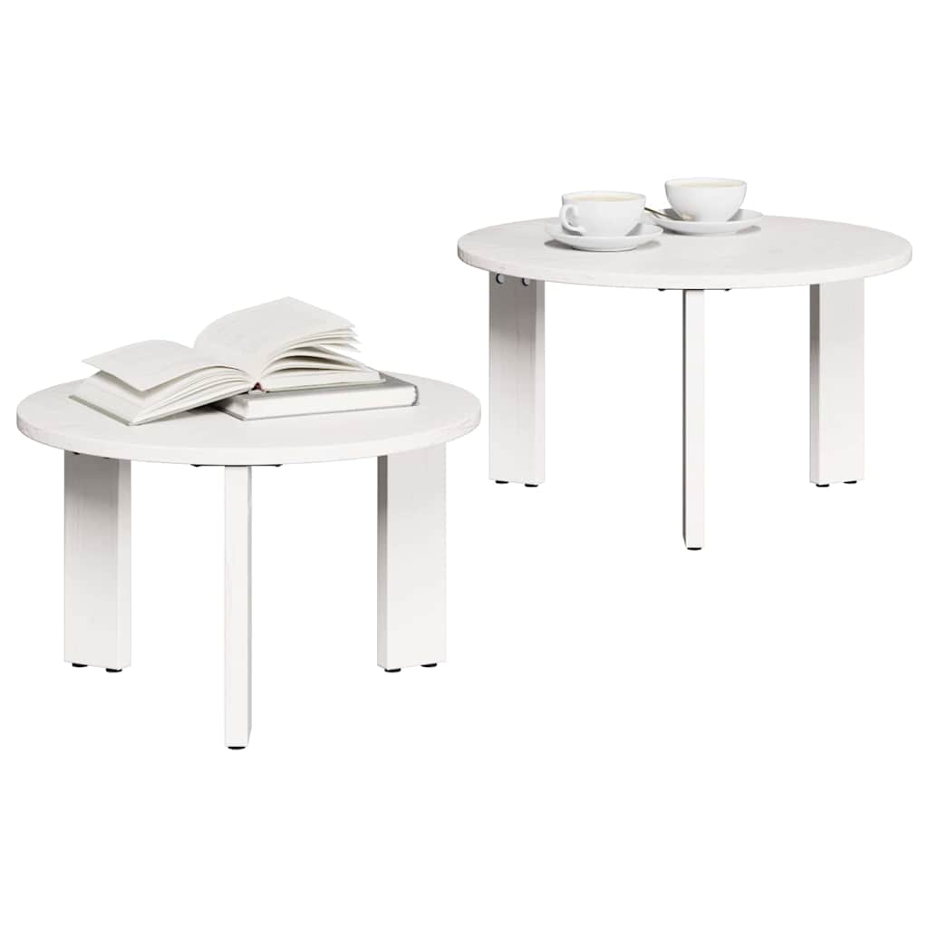 Couchtisch 2 pcs Weiß Massivholz Kiefer
