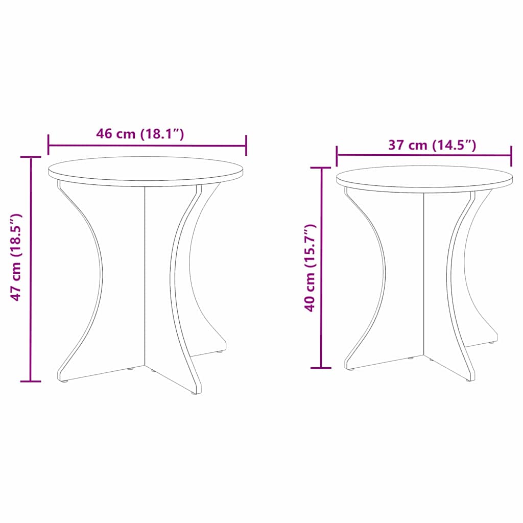 Couchtisch 2 pcs Natur Massivholz Kiefer