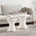 Couchtisch 2 pcs Weiß Massivholz Kiefer