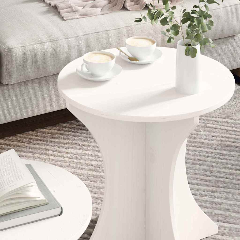Couchtisch 2 pcs Weiß Massivholz Kiefer