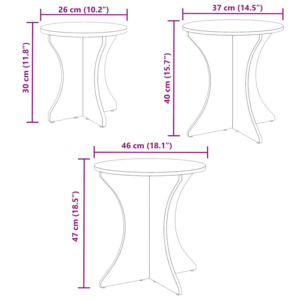 Couchtisch 3 pcs Natur