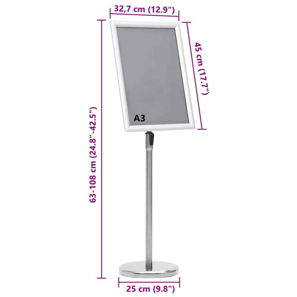 Plakatständer 2 pcs Silber 45 x 32,7 x 108 cm Aluminium