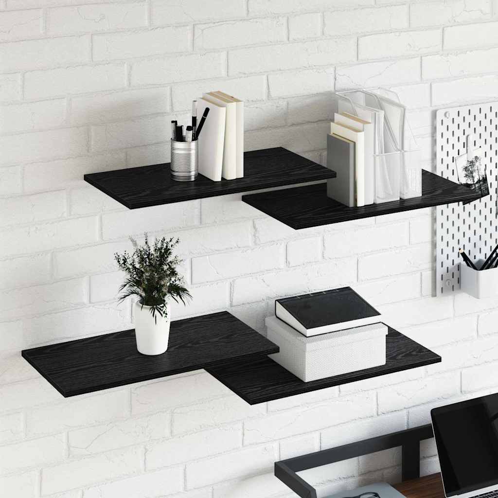 Regalbrett 4 pcs Schwarz 60 x 30 x 1,5 cm Holzwerkstoff