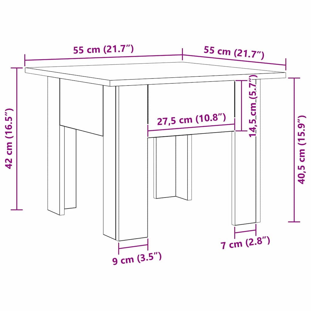 Couchtisch Altholz 55 x 55 x 42 cm Holzwerkstoff