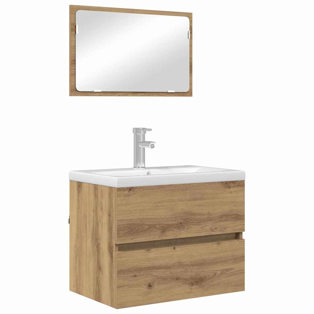 Badezimmermöbel-Set 2 pcs Artisan-Eiche Sperrholz und Metall