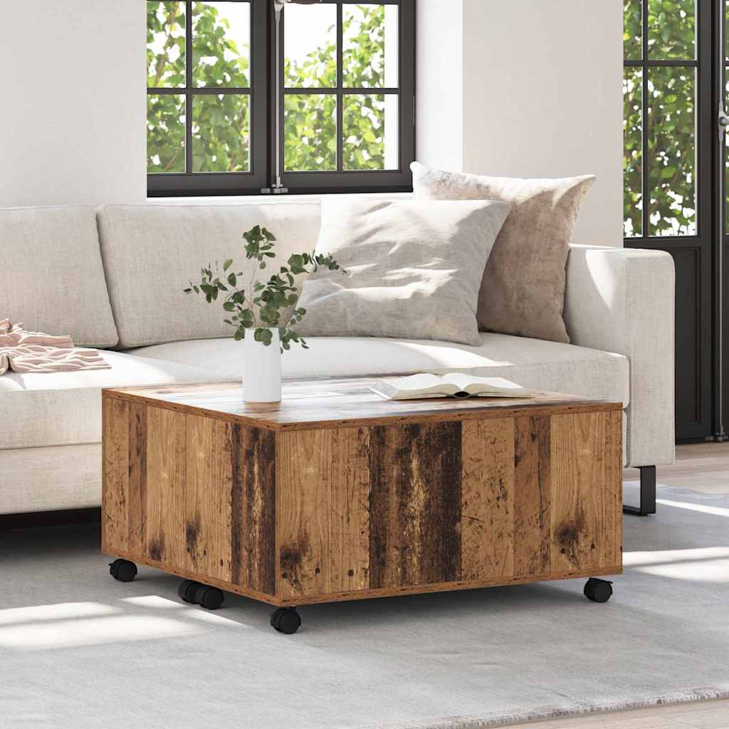 Couchtisch mit Schubladen Altholz 75 x 75 x 38 cm Holzwerkstoff