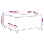 Couchtisch Schwarz Eichen-Optik 75 x 75 x 38 cm Holzwerkstoff