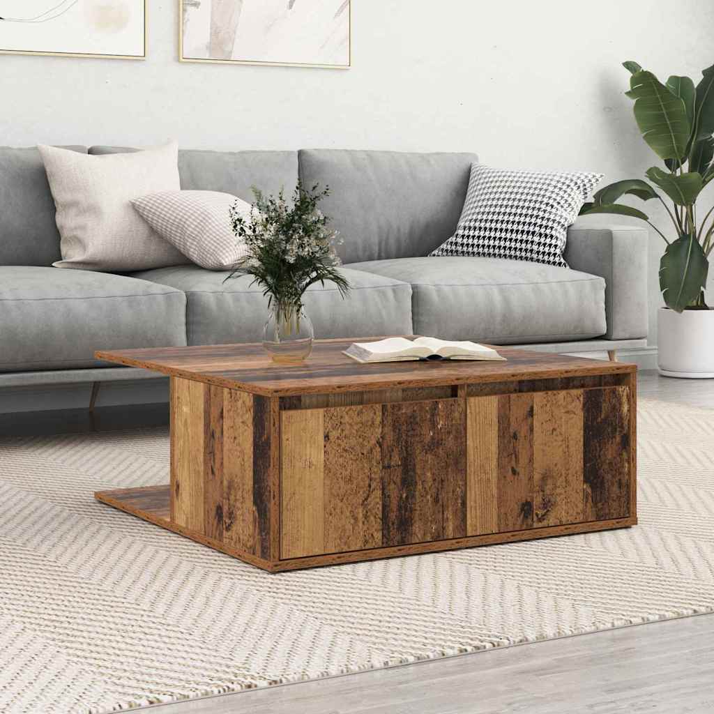 Couchtisch mit Schubladen Altholz 80 x 80 x 31 cm Holzwerkstoff