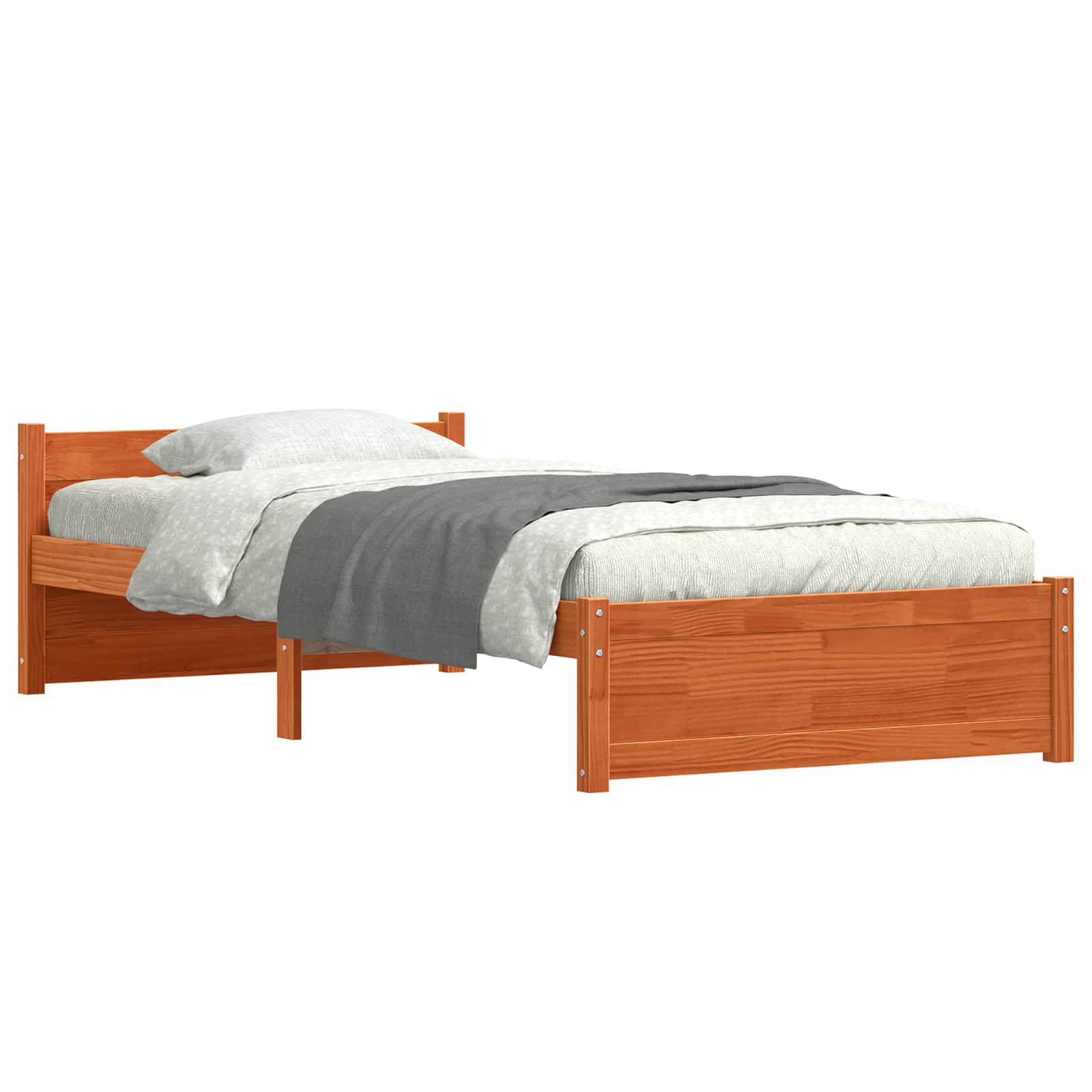 Bettrahmen Wachsbraun 195,5 x 95,5 x 51 cm Massives Kiefernholz