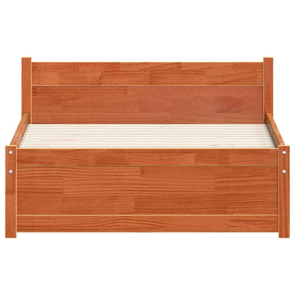 Bettrahmen Wachsbraun 205.5 x 95.5 x 51 cm Massives Kiefernholz