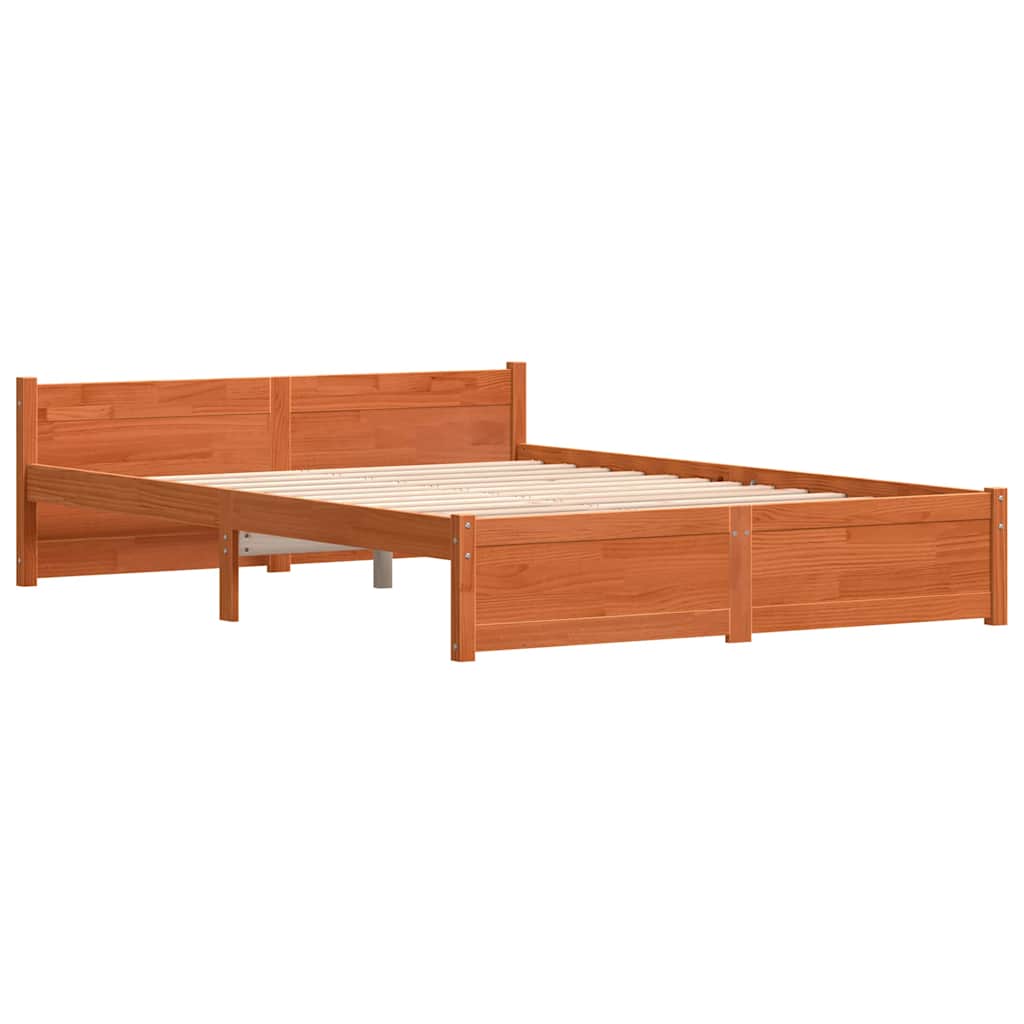 Bettrahmen mit Kopfteil Wachsbraun 205,5 x 155,5 x 51 cm